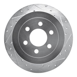 Dodge Dakota Brake Rotor (1) - Rear Right - R1 Concepts - Drilled & Slotted - Silver - `03-`04